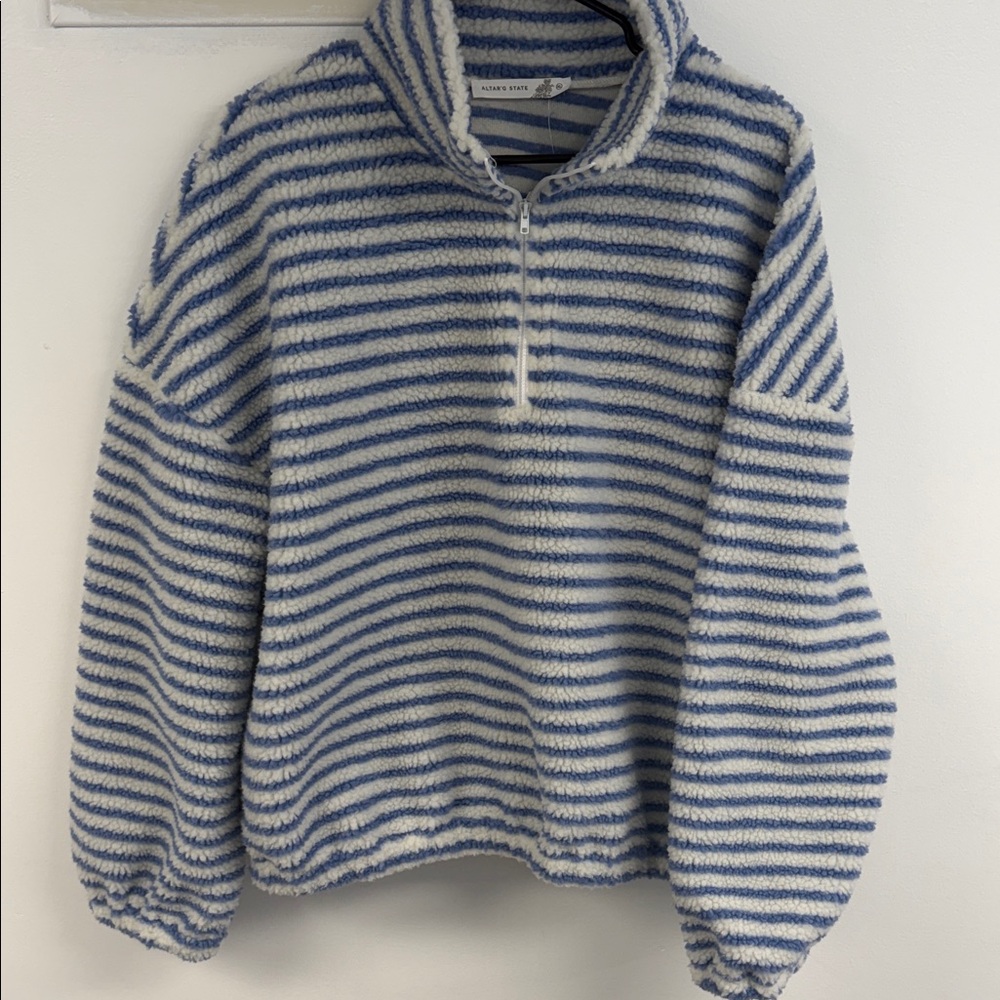 Altard state Blue and White Striped Cowl Sweater